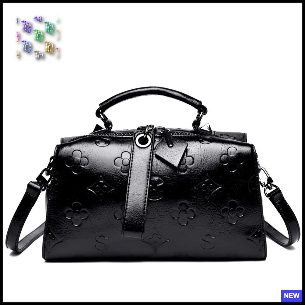Small Leather Satchel Crossbody Bag Convertible Tote Chic Retro Elegant
